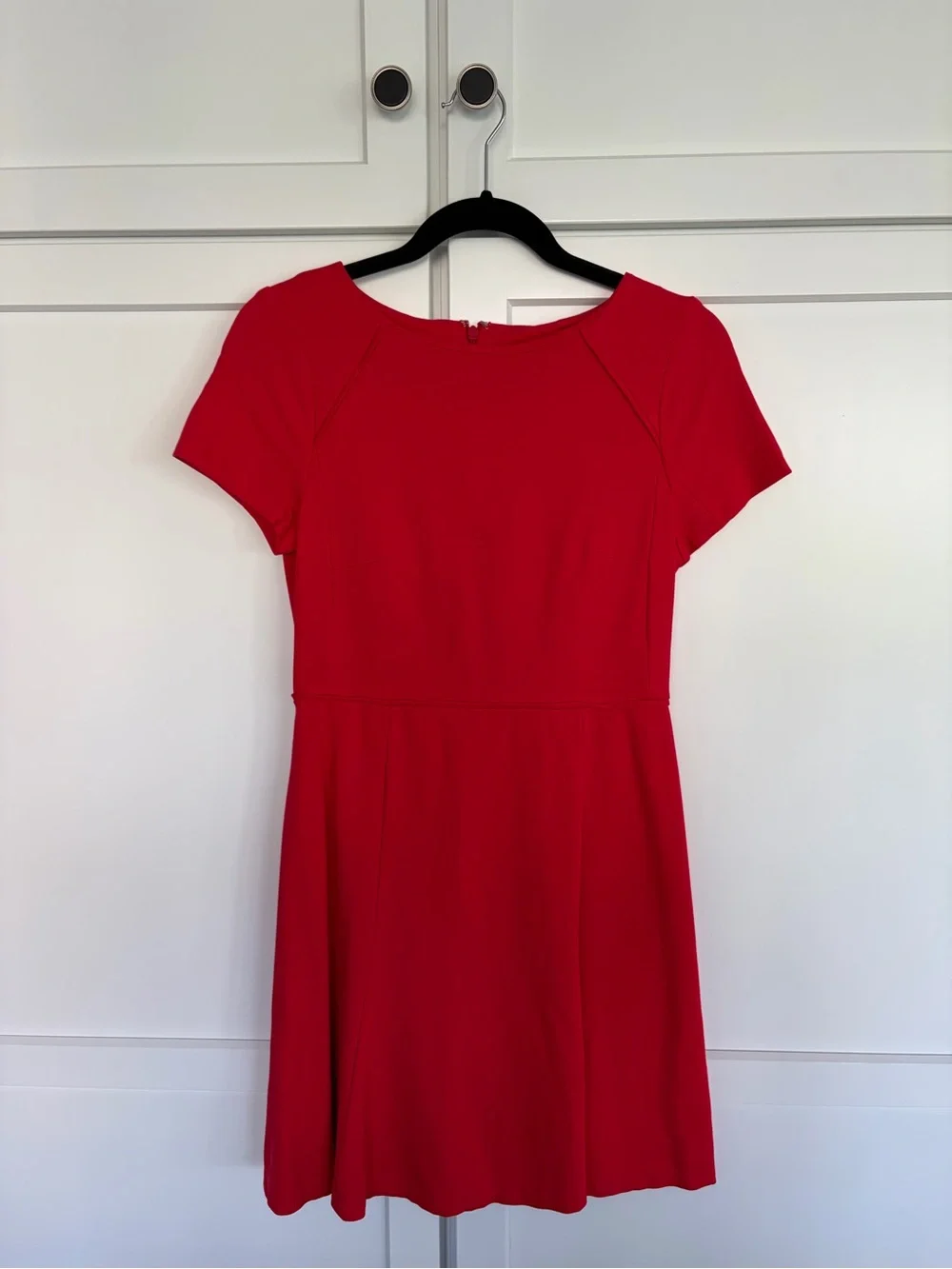 J. Crew Red Short-Sleeve Fit & Flare Mini Dress